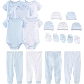 Chamie Unisex Baby Short Sleeve Bodysuits Newborn Clothes Cotton Preemie Layette Set