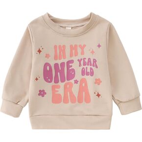BOUTIKOME Baby Girl First Birthday Outfit 1st Birthday Sweatshirt In My One Year Old Era Pullover Party Tops Fall Clothes