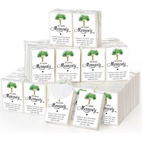 Jetec 100 Pack Funeral Facial Tissues Pocket Tissue Travel Tissues Size in Loving Memory Facial Tissues Funeral Favors for Guests Celebration of Life Decorations, 3 Ply, 8 Sheets (Cardinal Bird)