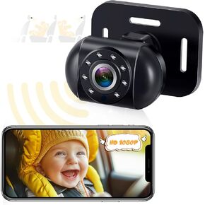 Baby Car Camera Wireless: Battery Powered Easy Install Rear Facing Baby Backseat Camera Connect to iPhone - HD 1080P Baby Carseat Camera for Baby 1 2 3 Year Old
