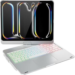 doqo iPad Pro 13 inch Case with Keyboard (M4, 2024),Keyboard case for iPad Pro 13 2024 with Multi-Touch Trackpad, 7 Colors Backlight & 360°Rotatable,Thin&Light for iPad Pro 13 7th A2925,A2926,A3007