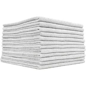 The Rag Company - The Pearl - Professional Microfiber Detailing Towel for Ceramic Coating Leveling and Sealant Removal, Safe and Scratch-Free with No Tags, 320GSM, 16in x 16in, Green (12-Pack)