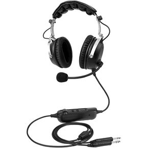 ANR Aviation Headset with Bluetooth, Active Noise Canceling with MP3 Input, Faux Leather Ear Cushions, GA Dual Plugs, Include Headset Bag