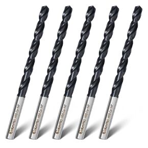 5PCS 1/4" Cobalt Drill Bit Set, Titanium Aluminum Nitride(TiAlN) PVD Coated M35 High-Speed Steel Twist Drill Bit for Metal, Stainless Steel, Cast Iron, Titanium, Aluminum