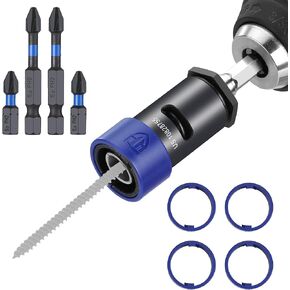 WORKPRO Drywall Screw Setter/Extractor Impact Bit Holder, Fits Any Standard 1/4" Driver, Comes with 5*Protective Rings, 2 * 1" &2 * 2" PH2 Bits, Single-Handed Operation for DIYers