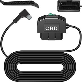 Dash Cam Hardwire Kit OBD, USB Type C Dashcam Hardwire Kit with OBD Port Charger Cable for Dash Camera 12-24V to 5V/3A Low Voltage Protection 24h Parking Surveillance/Acc for Dashcam, GPS (USB-C)