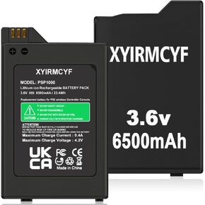2PCS PSP 1000 Battery (2024 New Upgrade), 6500mAh New 0 Cycle High Capacity Battery for Sony PSP 1000 PSP-110 PSP-280 Console