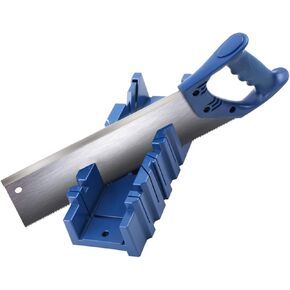 45° Miter Box with Saw Included Rugged Stable for Accurate Cutting, Blue