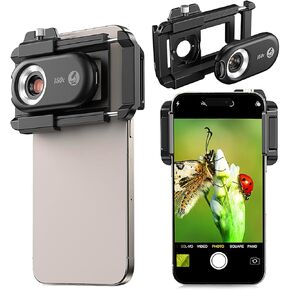 Phone Microscope Lens, Nano Zoom for iPhone, 150X Phone Microscope with CPL Lens and LED/UV Light/Universal Clip, Mini Pocket Digital Microscope, Portable Pocket Phone Microscope Lens Attachment