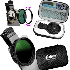 Phone 52MM Variable ND2-ND400 Filter for iPhone,Samsung and Other Smart Phones,Clip-on Adapter, HD Double-Sided Multi-Coated SLR Lens Grade Optical Glass, Mobile Phone Lens Accessories