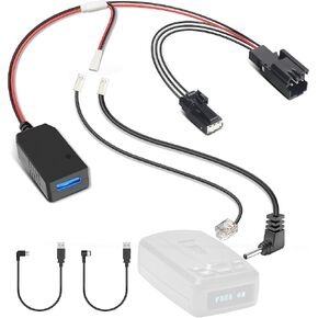 Radar Detector Power Cord Adapter,(3Pin Type-B)Compatible with 2019+ Ford Ranger,Escape and More with Auto Dimming Rearview Mirror,RJ11 DC3.5 Radar Charger Cable, Built-in Hide USB,Plug&Play