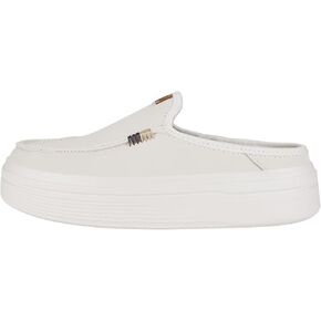 Hey Dude Women's Austin Lift Leather White Size 7 | Women's Shoes | Women Slip-on Loafers | Comfortable & Light-Weight