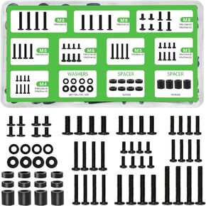 Nuyoah TV Mounting Screws with Organizer Box - Universal TV Mount Screws Hardware Kit Includes M4 M5 M6 M8 Replacement TV Screws, Washers and Spacers, Works with Any TV up to 80inches