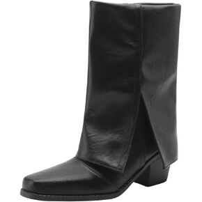 baobeijiadao Womens Square Toe Mid Calf Boots Chunky Heel Fold Over Boots Pull On Non Slip Fashion Boots for Women