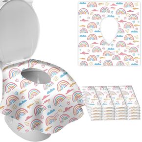 DEEKI 40 Pack XL Toilet Seat Covers Disposable, Safe No-Slip Waterproof Covers for Kids Toddlers Use in Potty Training Public Restrooms Toilets, Portable Clean Covers for Adults Travel -Rainbow