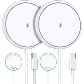 Magnetic Wireless Charger iPhone 15W Mag Safe Charger 2 Pack Wireless Charging Pad with Sleep-Friendly LED Light for iPhone 16 15 14 13 12 Pro Max Plus & Airpods 2 3 Pro