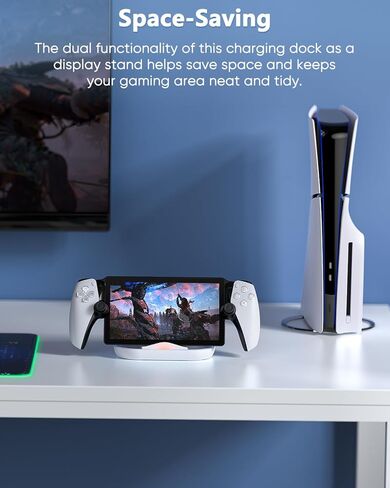 محطة شحن لبوابة PlayStation - صديقة للحافظة، قاعدة شحن مع حامل شاحن خفيف RBG وكابل USB من النوع C، منفذ مغناطيسي من النوع C لشحن بوابة PS5 Ps مع حافظة (أسود) in Kuwait