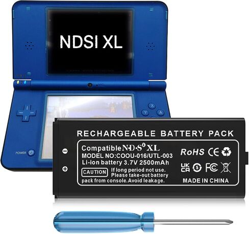 بطارية DSi XL، 2500 مللي أمبير في الساعة (𝟐𝟎𝟐𝟰 𝐍𝐞𝐰 𝐔𝐩𝐠𝐫𝐚𝐝𝐞) بطارية بديلة لمشغل ألعاب Nintendo DSi XL DS XL UTL-003 DSi LL UTL-001 C UTL-A-BP (ليست لجهاز Nintendo DS أنا NDSi DS لايت) in Kuwait
