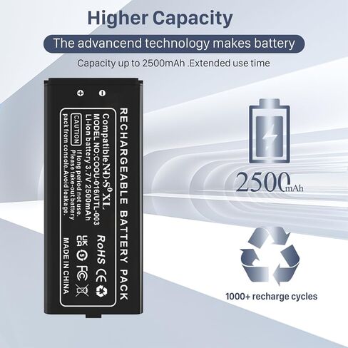 بطارية DSi XL، 2500 مللي أمبير في الساعة (𝟐𝟎𝟐𝟰 𝐍𝐞𝐰 𝐔𝐩𝐠𝐫𝐚𝐝𝐞) بطارية بديلة لمشغل ألعاب Nintendo DSi XL DS XL UTL-003 DSi LL UTL-001 C UTL-A-BP (ليست لجهاز Nintendo DS أنا NDSi DS لايت) in Kuwait