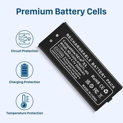 بطارية DSi XL، 2500 مللي أمبير في الساعة (𝟐𝟎𝟐𝟰 𝐍𝐞𝐰 𝐔𝐩𝐠𝐫𝐚𝐝𝐞) بطارية بديلة لمشغل ألعاب Nintendo DSi XL DS XL UTL-003 DSi LL UTL-001 C UTL-A-BP (ليست لجهاز Nintendo DS أنا NDSi DS لايت) in Kuwait