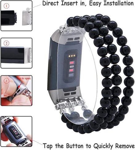 سوار معصم من C&L Accessories Dressy Gemstone متوافق مع Fitbit Charge 3 Charge 4 Bands in Kuwait