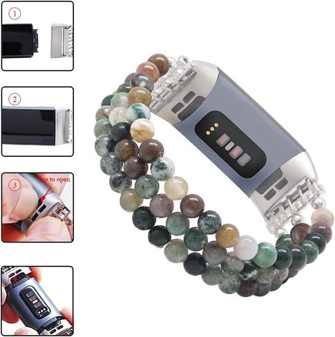 سوار معصم من C&L Accessories Dressy Gemstone متوافق مع Fitbit Charge 3 Charge 4 Bands in Saudi Arabia