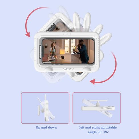 حامل هاتف للاستحمام مقاوم للماء، جراب هاتف للحمام يدور 360 درجة، حامل هاتف لاصق قوي 3M للحمام والمطبخ والحوض، يدعم الهواتف الذكية حتى 6.8 بوصة (أبيض) in Kuwait