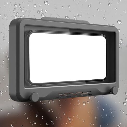 Estink Shower Phone Holder, No Punching Design Bathroom Wall Mount Phone Holder Waterproof Fogproof Phone Case Stand for Bathroom Wall Kitchen Mirror Bathtub Use (White) in Saudi Arabia