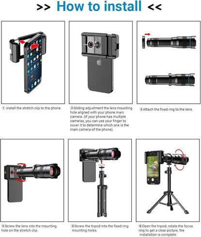 عدسة مقربة 36X من Evil Eye، عدسة هاتف مقربة عالية الدقة عالية الدقة مع حامل ثلاثي ومشبك هاتف لهواتف Android وiPhone وSamsung ومعظم الهواتف الذكية in Kuwait