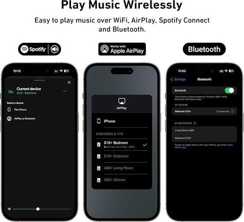 جهاز استقبال الصوت Arylic S10+ AirPlay، ستيريو متعدد الغرف مع مخرج SPDIF، مشغل موسيقى WiFi وBluetooth، تدفق موسيقى عالية الدقة بدون فقدان من Spotify، Amazon Music، Tidal إلخ in Kuwait