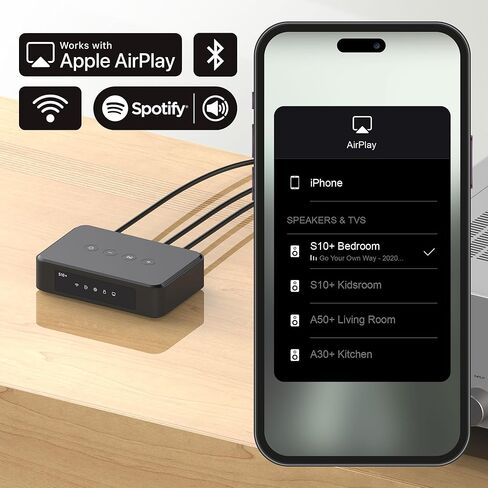 جهاز استقبال الصوت Arylic S10+ AirPlay، ستيريو متعدد الغرف مع مخرج SPDIF، مشغل موسيقى WiFi وBluetooth، تدفق موسيقى عالية الدقة بدون فقدان من Spotify، Amazon Music، Tidal إلخ in Kuwait