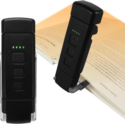 مصباح قراءة الكتب QUMOX بجانب السرير، ضوء قراءة LED محمول مع مشبك، 3 ألوان كهرمانية و5 مستويات سطوع قابلة للتعديل، مصباح قراءة USB قابل لإعادة الشحن لمحبي الكتب in Kuwait