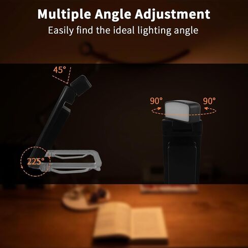 مصباح قراءة الكتب QUMOX بجانب السرير، ضوء قراءة LED محمول مع مشبك، 3 ألوان كهرمانية و5 مستويات سطوع قابلة للتعديل، مصباح قراءة USB قابل لإعادة الشحن لمحبي الكتب in Kuwait