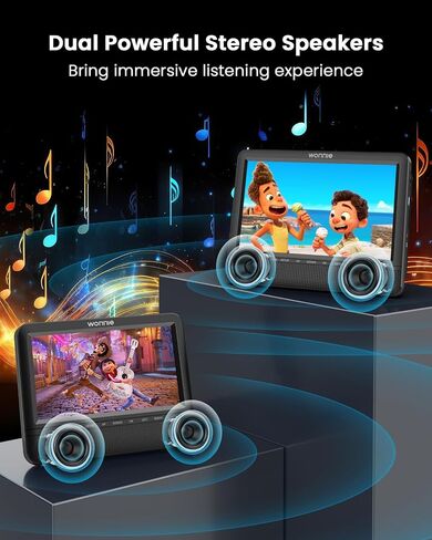 WONNIE 7.5" Car DVD Player, Portable DVD Player for Car Play The Same or Two Different Movies with Headrest Strap, Support Last Memory, AV Out & in, USB/SD/Sync TV, All Regions Support in Kuwait