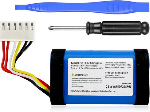 بطارية بديلة 12000 مللي أمبير في الساعة لـ JBL Charge 4، Charge 4BLK، Charge 4J، CHARGE4BLUAM، تناسب الجزء رقم 1INR19/66-3،ID998، SUN-INTE-118، IY1068، بطارية عالية السعة مع أداة إصلاح (ليست للشحن 4Q) in Kuwait