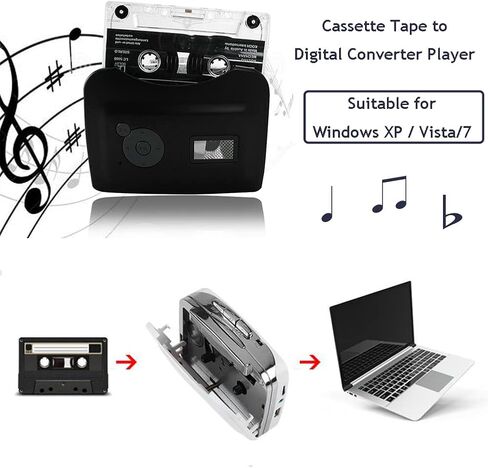 مشغل كاسيت، محمول من الأشرطة إلى محول MP3، مشغل موسيقى صوتي، مسجل كاسيت USB، شريط كاسيت رقمي MP3 مع سماعات الرأس in Saudi Arabia