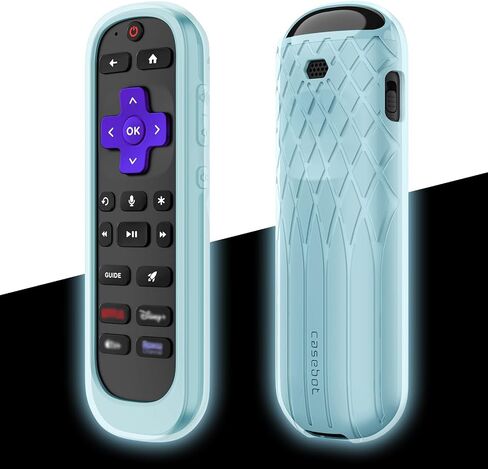 Fintie Protective Case for Roku Voice Remote Pro (2nd Edition), CaseBot Lightweight Anti Slip Kids-Friendly Shockproof Silicone Remote Cover for Roku RCB1R Controller, Blue Glow in Saudi Arabia