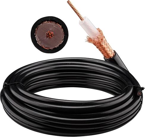 RG213 Coaxial Cable 33Ft/10Meters Low Loss RG213 Coax Cable 50Ohms RG213 Cable Bare Copper Braid Shielding for UHF Connector/Ham/GPS/RF Radio/Antenna and so on in Saudi Arabia