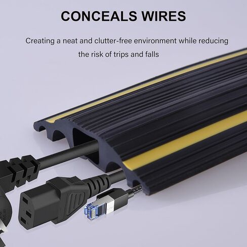 OrangeStar 6Ft Floor Cord Cover, Hide Extension Cords, Heavy Duty PVC Cable Protector Wire Covers for Home Office Warehouse Prevent Cable Trips in Saudi Arabia