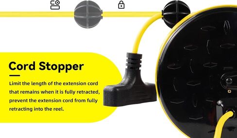 30 Ft Retractable Extension Cord Reel, 3 Outlets 16/3 Gauge Retractable Power Cord, 10A Circuit Breaker, Wall or Ceiling Mountable for Garage, Workshop, UL Listed, Red in Saudi Arabia