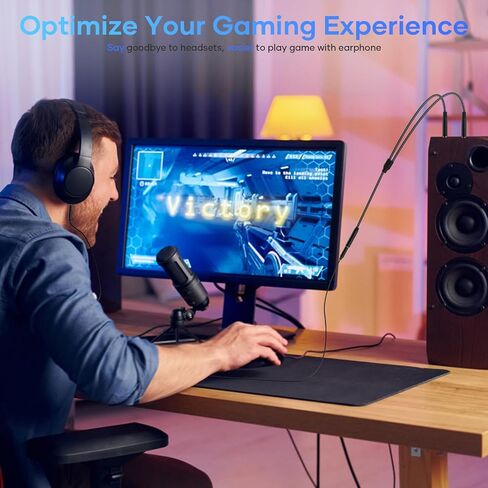 Headphone Splitter for Computer, 3.5mm Female to 2 Dual 3.5mm Male, Mic Audio Splitter Cable Jack Earphones Port Cord Gaming Headset to PC Adapter in Saudi Arabia