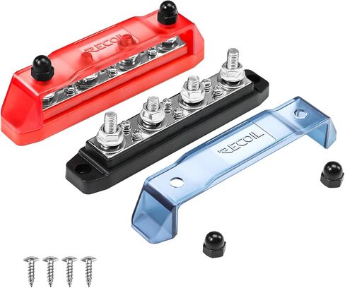 شريط ناقل الارتداد BB46P-516 4 × 5/16 بوصة ترصيع 6 × #8 محطات لولبية كتلة توزيع الطاقة مع مسامير من الفولاذ المقاوم للصدأ كتلة طرفية بسبار البطارية البحرية لزوج السيارات in Kuwait