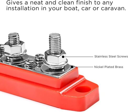 شريط ناقل الارتداد BB46P-516 4 × 5/16 بوصة ترصيع 6 × #8 محطات لولبية كتلة توزيع الطاقة مع مسامير من الفولاذ المقاوم للصدأ كتلة طرفية بسبار البطارية البحرية لزوج السيارات in Kuwait