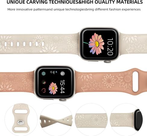 6 Pack Floral Engraved Bands Compatible Apple watch band With 38mm 40mm 41mm 42mm 44mm 45mm 49mm Women.Silicone Flower Reflective Pattern Sport Strap for iWatch Series 10 9 8 7 6 5 4 SE Ultra 3 2 1 in Saudi Arabia