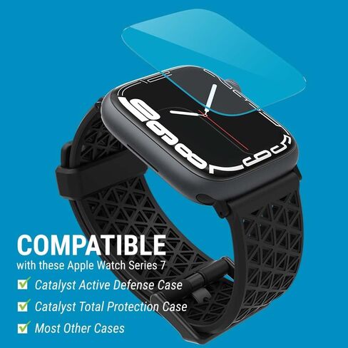 واقي شاشة Catalyst مصمم لساعة Apple Series 9/8/7 مقاس 45 مم، مقاوم للكسر والخدش، مقاوم لبصمات الأصابع، رفيع للغاية، حافظات دفاع نشطة متوافقة in Kuwait