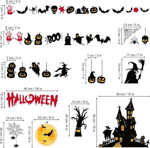 decalmile Halloween Dogs Double Sided Window Clings Pumpkin Car Bats Candy Window Decals Anti-Collision Glass Window Doors Window Stickers for Kids Party in Saudi Arabia