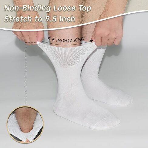 Diabetic Socks Seamless Toe for Swollen Feet 6 Pairs Non Binding Top Extra Wide for Men Women in Saudi Arabia