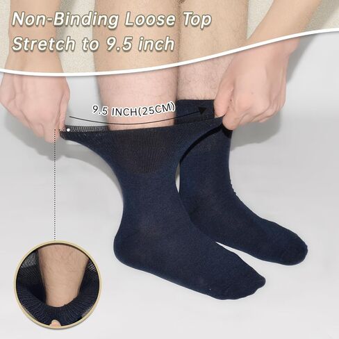 Diabetic Socks Seamless Toe for Swollen Feet 6 Pairs Non Binding Top Extra Wide for Men Women in Saudi Arabia