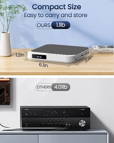 مشغلات DVD للتلفزيون مع HDMI، مشغل DVD صغير DESOBRY للتلفزيون الذكي، مشغل DVD صغير يشغل جميع المناطق والتنسيقات، يدعم فيديو 1080 بكسل، مخرج AV، مدخل بطاقة USB/TF، جهاز التحكم عن بعد in Kuwait