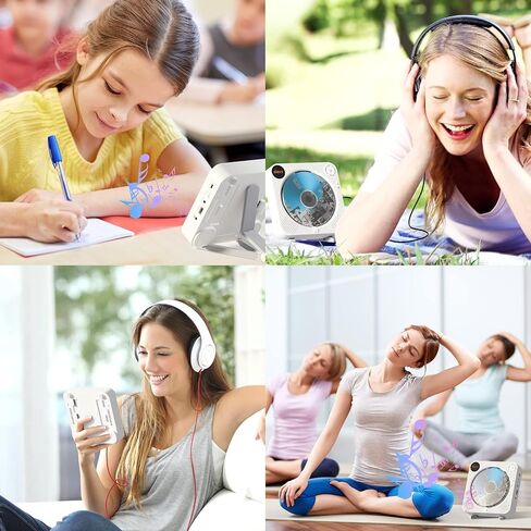 CD Player Portable, Bluetooth CD Player with Speakers DESOBRY Small CD Player for Home with Remote Control FM Radio Digital Screen Headphone Jack, Wall CD Player Support AUX USB, Black in Saudi Arabia